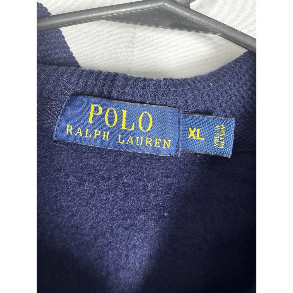 Polo Ralph Lauren Full Zip Hoodie Men's XL Navy Fleece Lined Thermal Hood Pony - Picture 3 of 7
